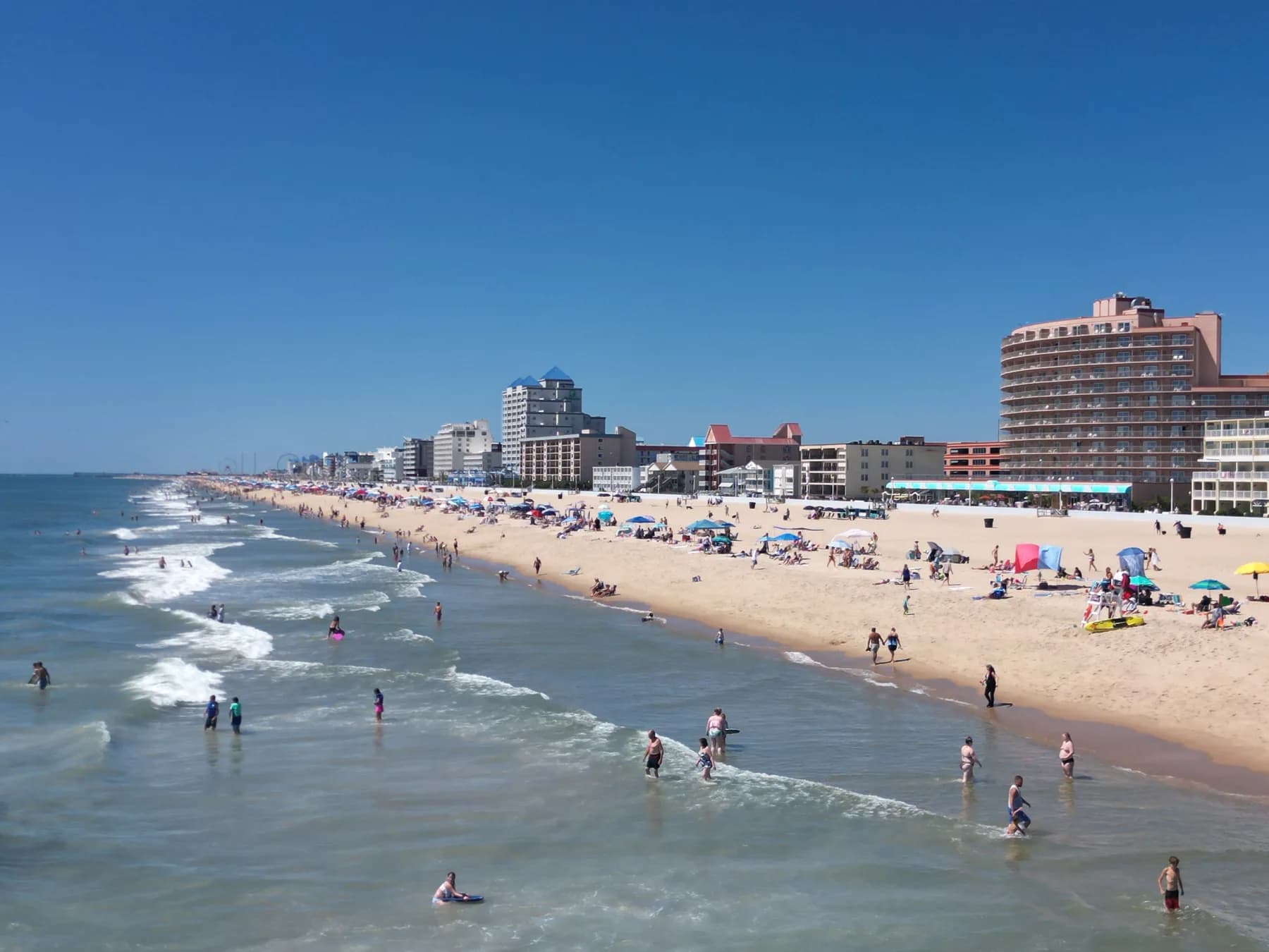 Ocean City MD summer beach aerial image from the water